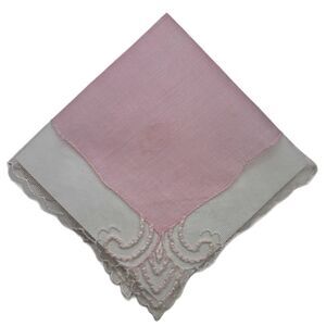 Vintage Pink Embroidered Net Bridesmaid Hankie Wedding Feminine Cottage Core